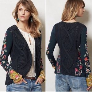 SLEEPING ON SNOW ANTHROPOLOGIE Embroidered Floral Cardigan